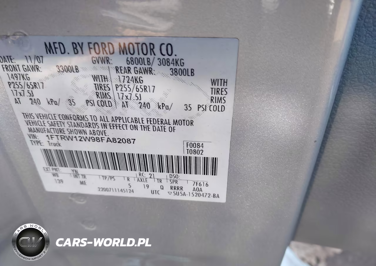 2008 Ford F-150 Xlt VIN:1FTRW12W98FA82087 - 9