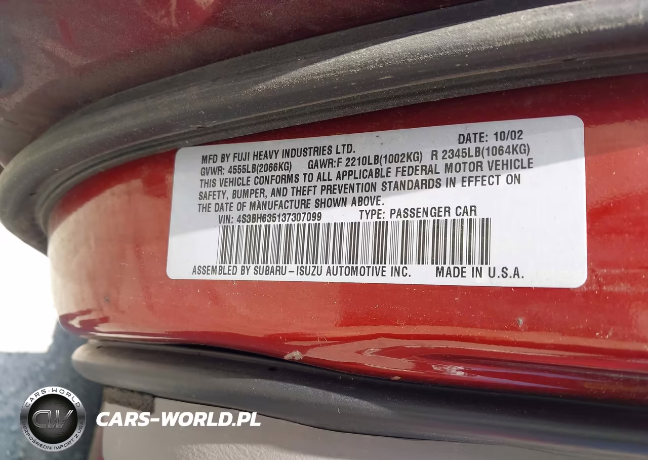 2003 Subaru Legacy L-L W-Special Edition Package VIN:4S3BH635137307099 - 9