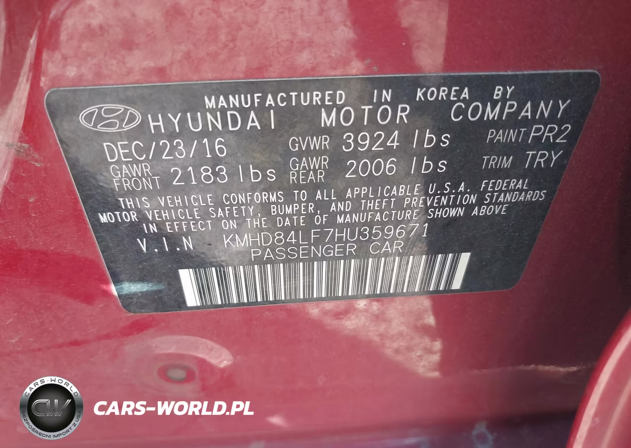 2017 Hyundai Elantra Limited VIN:KMHD84LF7HU359671 - 9