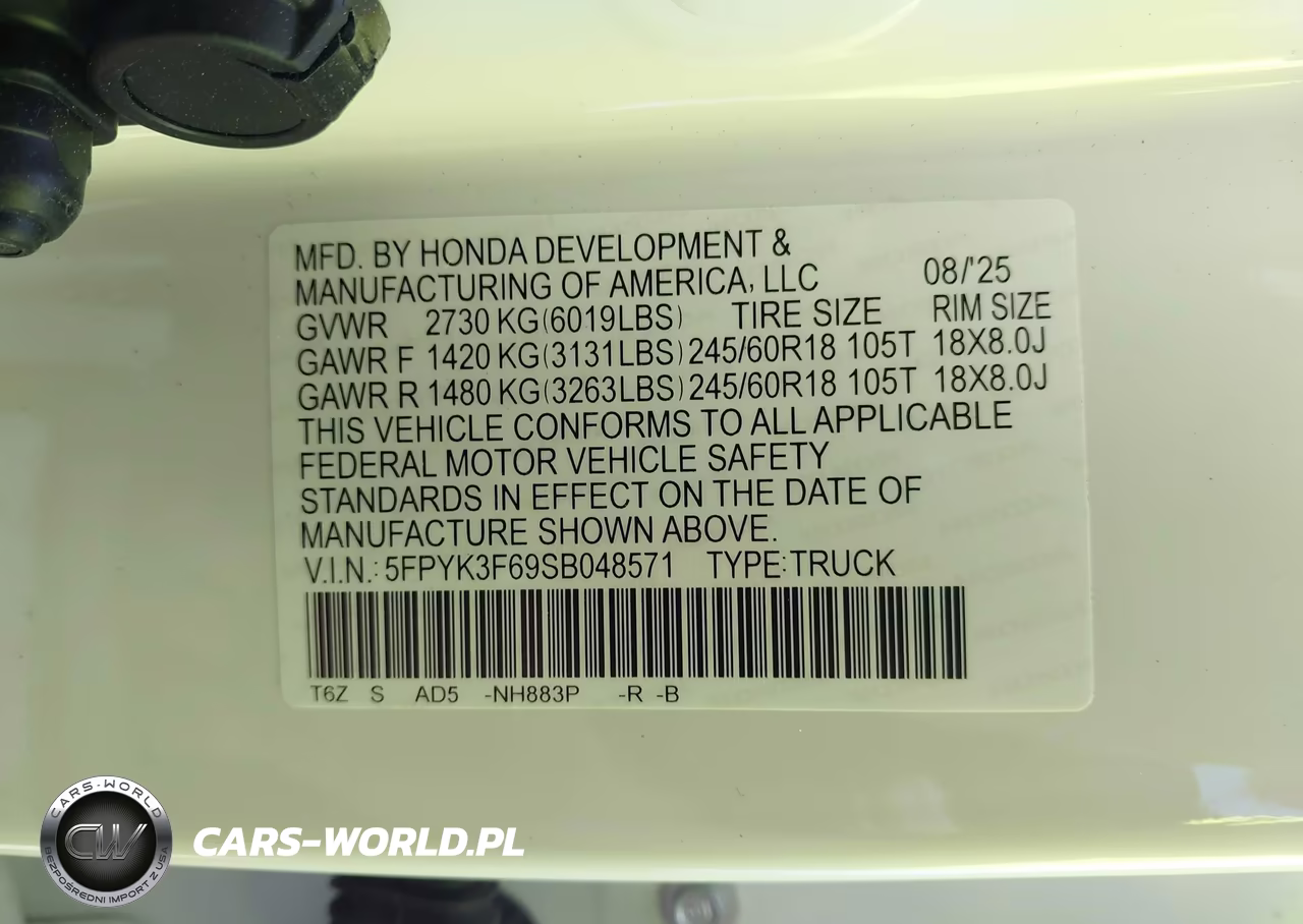2025 Honda Ridgeline Trailsport VIN:5FPYK3F69SB048571 - 9