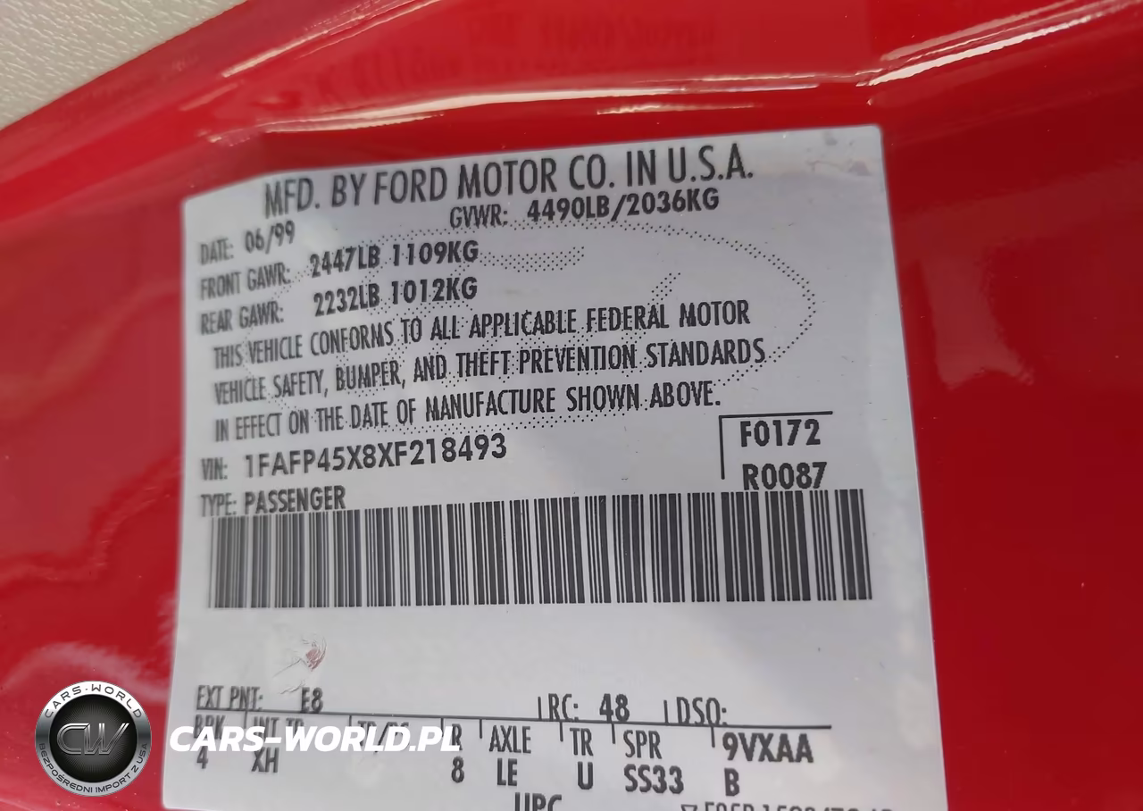 1999 Ford Mustang Gt VIN:1FAFP45X8XF218493 - 9