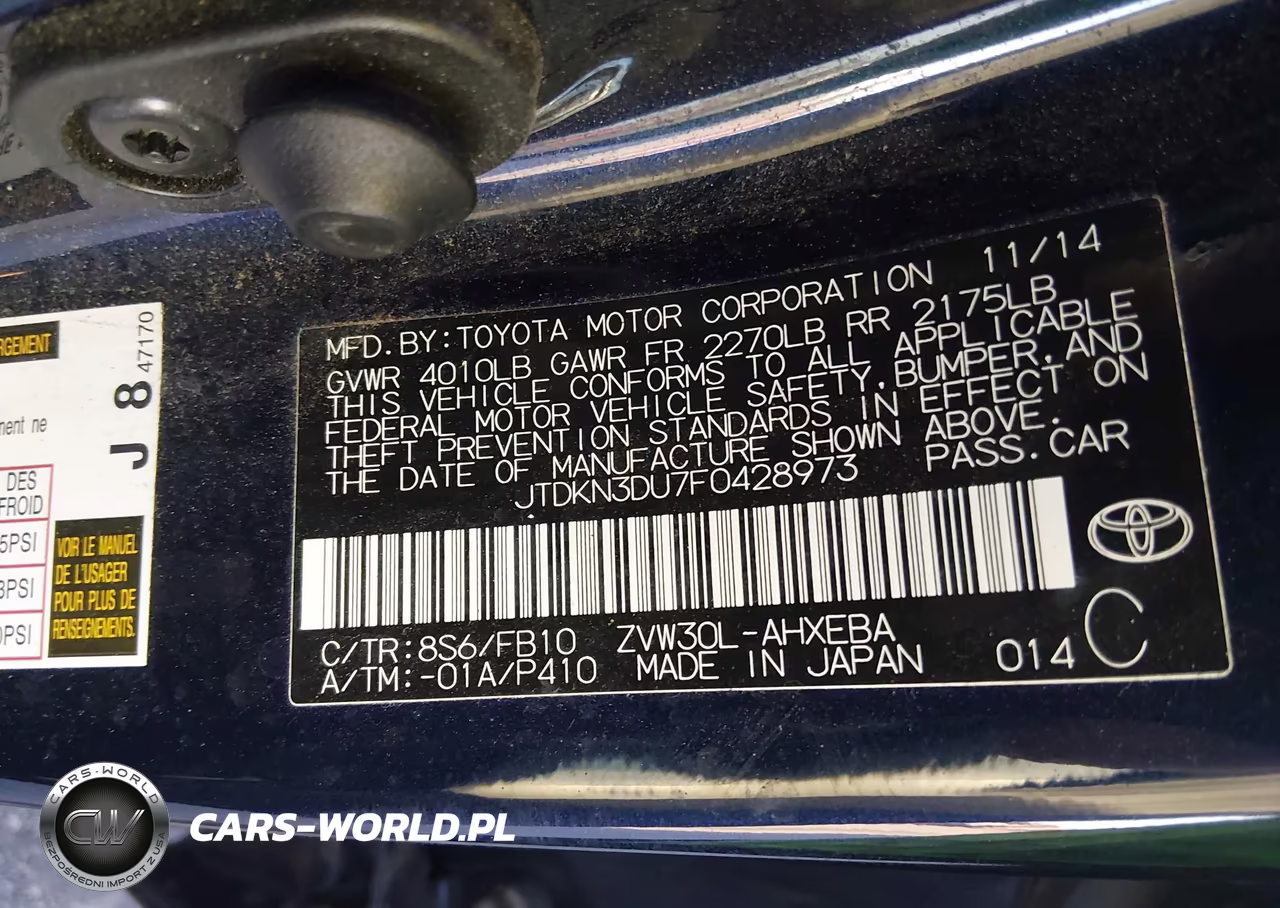 2015 Toyota Prius Two VIN:JTDKN3DU7F0428973 - 9