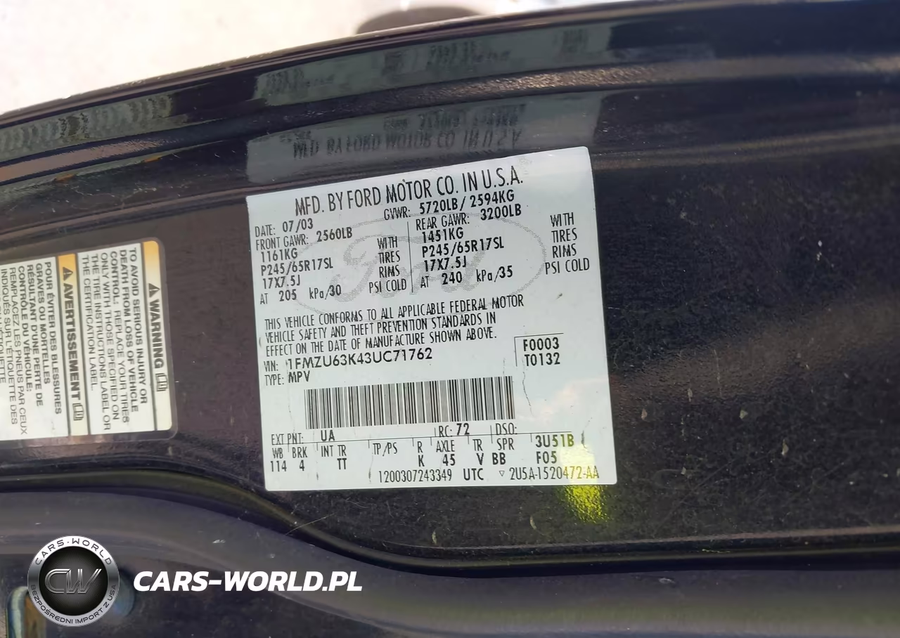 2003 Ford Explorer Nbx-Xlt VIN:1FMZU63K43UC71762 - 9
