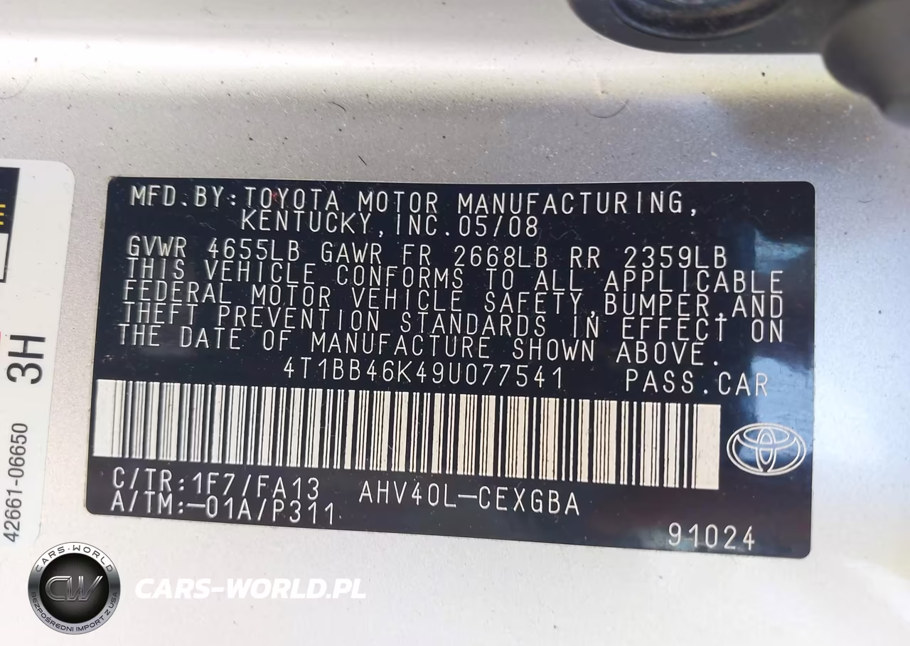 2009 Toyota Camry Hybrid VIN:4T1BB46K49U077541 - 9
