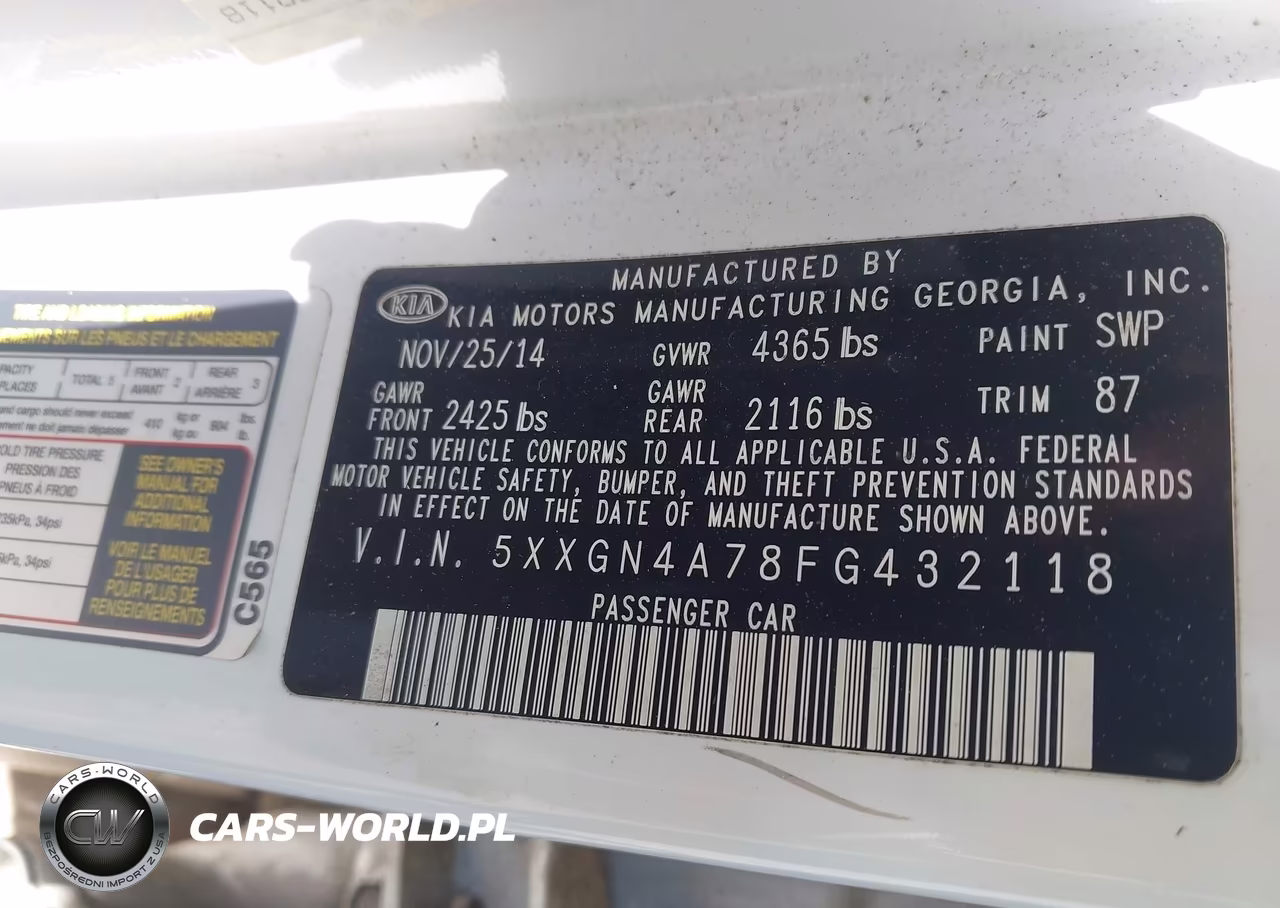 2015 Kia Optima Ex VIN:5XXGN4A78FG432118 - 9