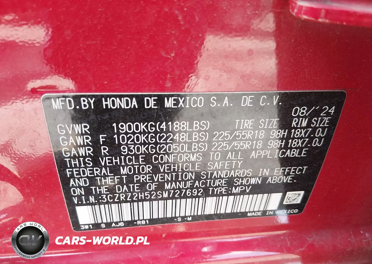 2025 Honda Hr-V Awd Sport VIN:3CZRZ2H52SM727692 - 9