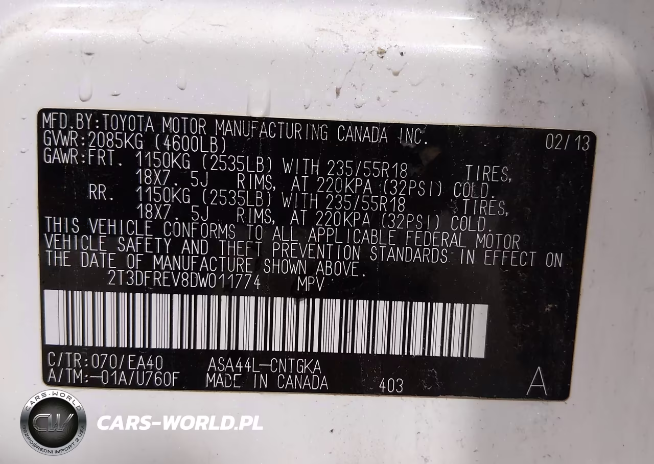 2013 Toyota Rav4 Limited VIN:2T3DFREV8DW011774 - 9