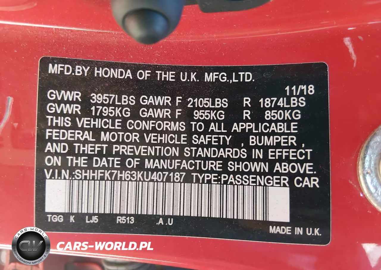 2019 Honda Civic Ex VIN:SHHFK7H63KU407187 - 9