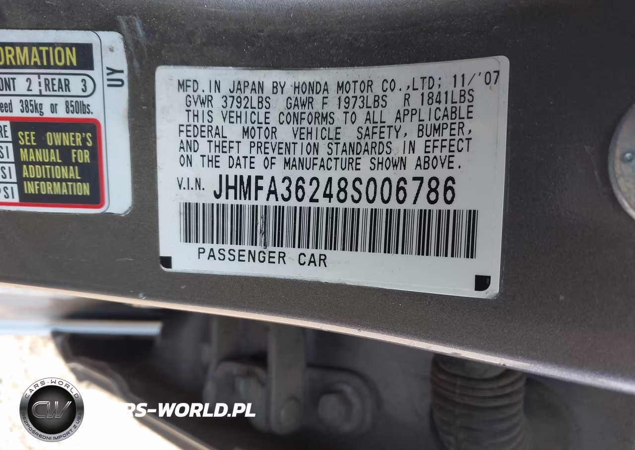 2008 Honda Civic Hybrid VIN:JHMFA36248S006786 - 9