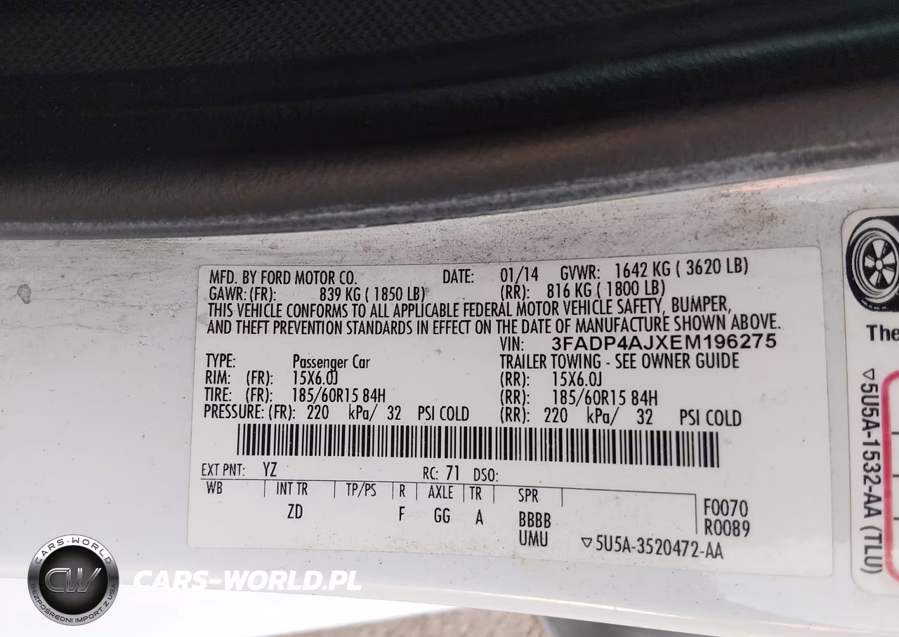 2014 Ford Fiesta S VIN:3FADP4AJXEM196275 - 9