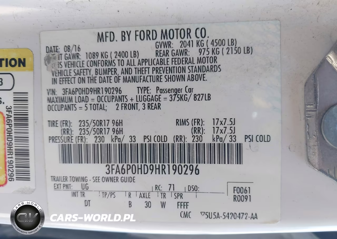2017 Ford Fusion Se VIN:3FA6P0HD9HR190296 - 9