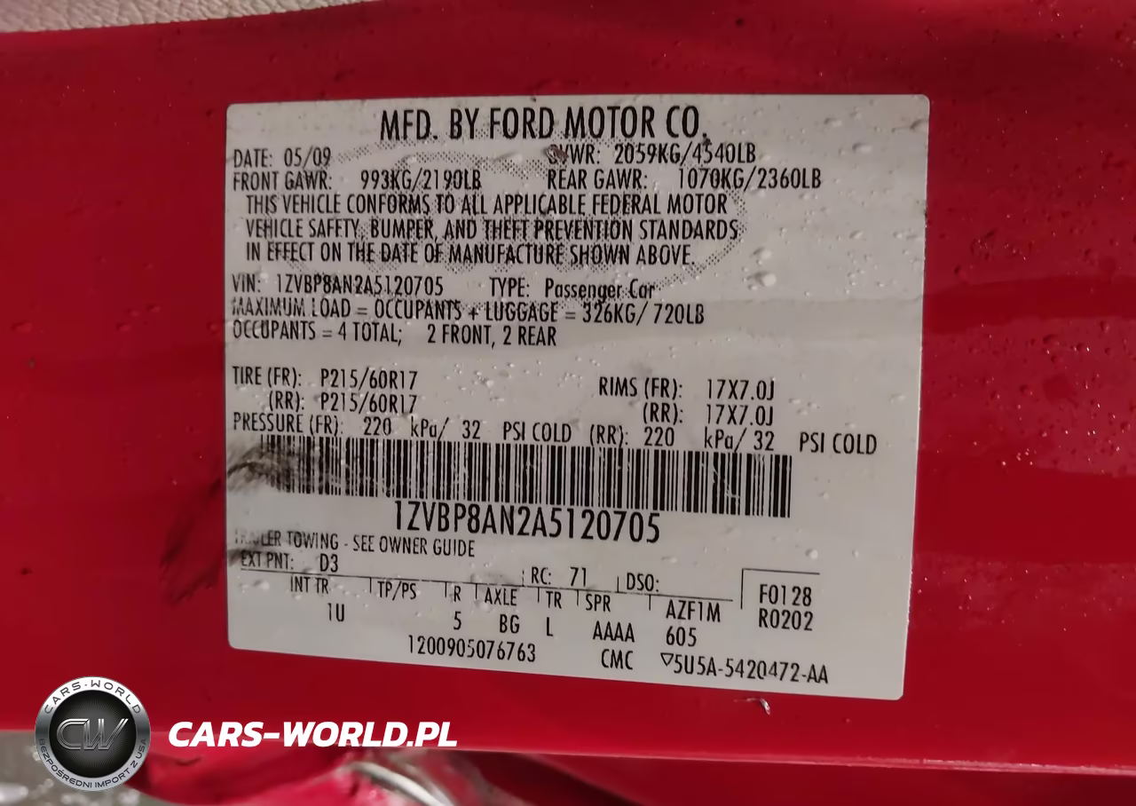 2010 Ford Mustang V6-V6 Premium VIN:1ZVBP8AN2A5120705 - 9