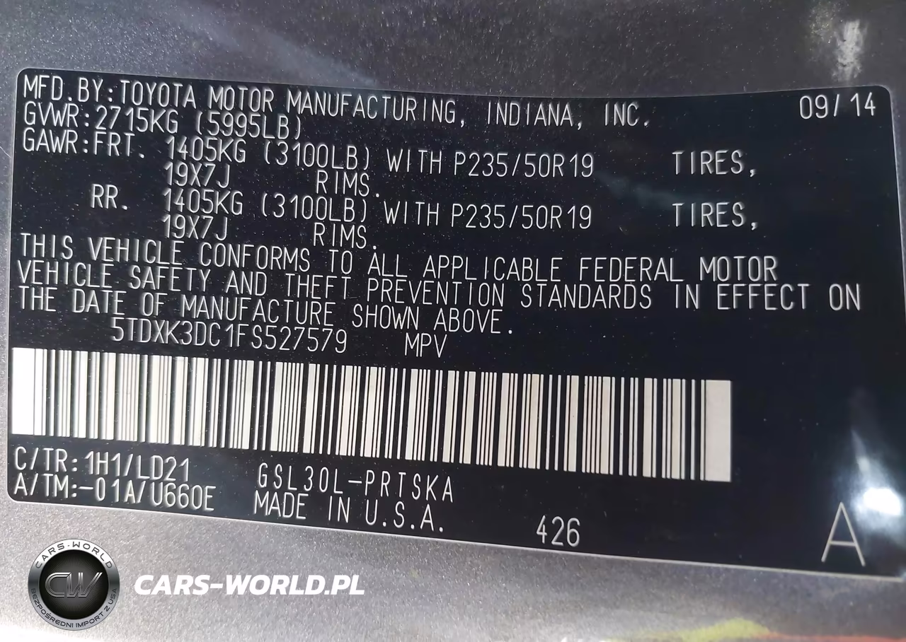 2015 Toyota Sienna Se 8 Passenger VIN:5TDXK3DC1FS527579 - 9