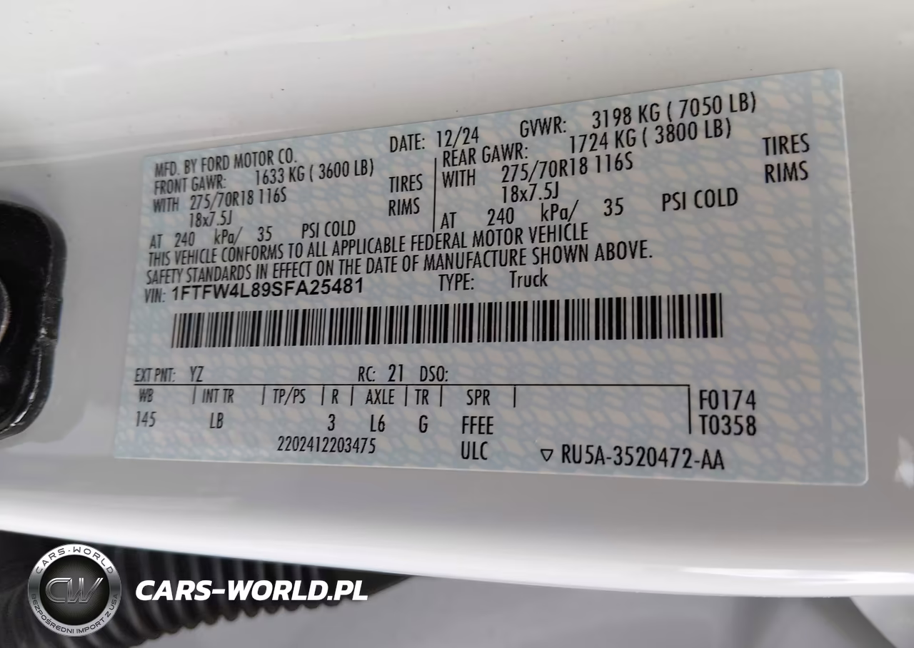 2025 Ford F-150 Tremor VIN:1FTFW4L89SFA25481 - 9