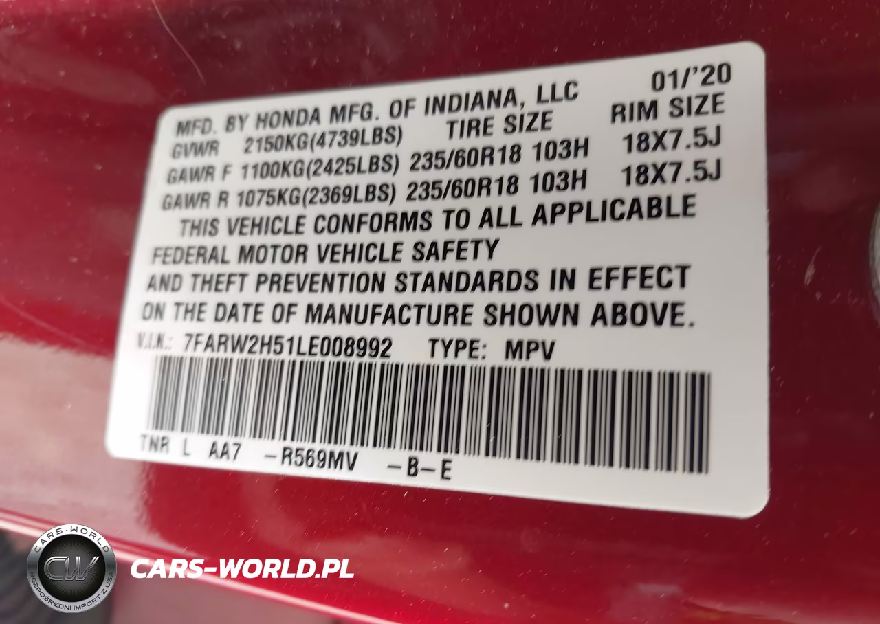 2020 Honda Cr-V Awd Ex VIN:7FARW2H51LE008992 - 9