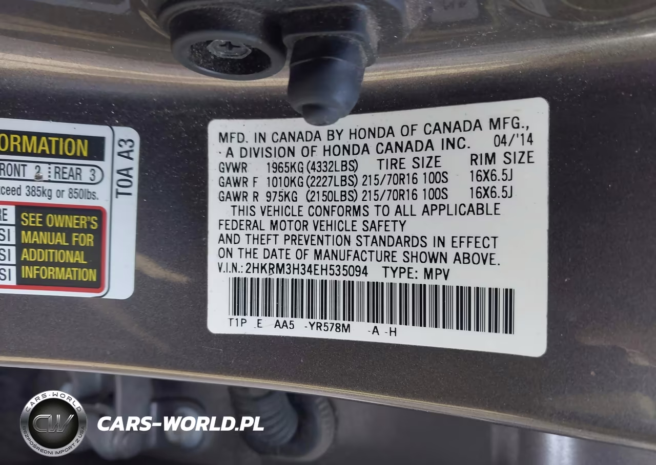 2014 Honda Cr-V Lx VIN:2HKRM3H34EH535094 - 9