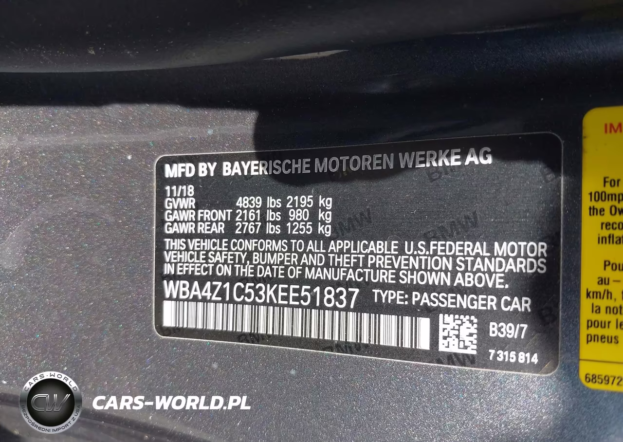 2019 BMW 430I VIN:WBA4Z1C53KEE51837 - 9