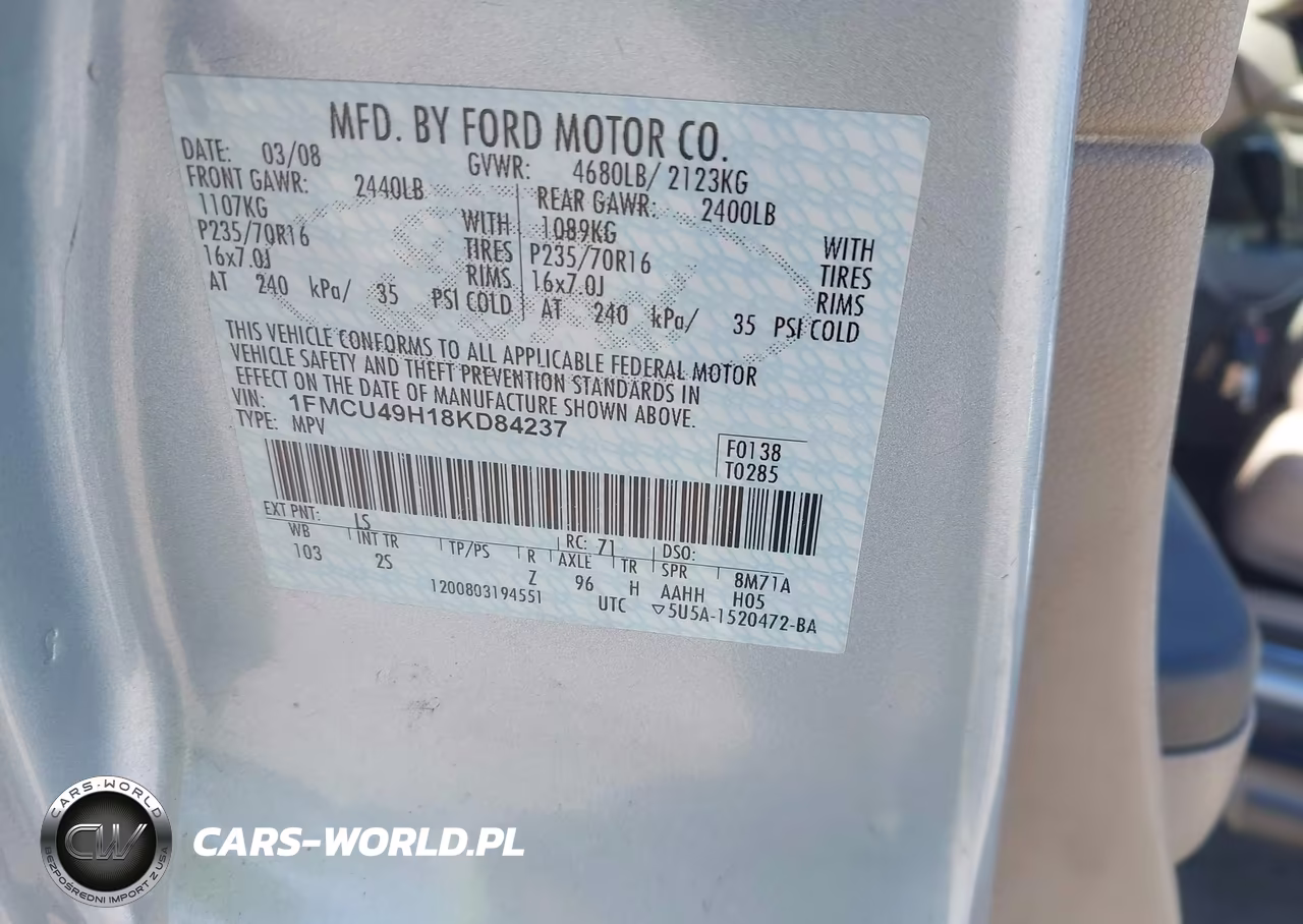 2008 Ford Escape Hybrid VIN:1FMCU49H18KD84237 - 9