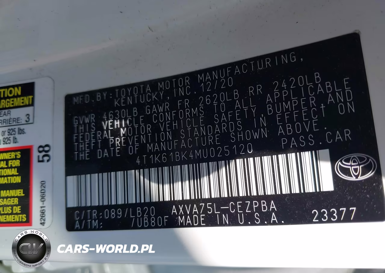 2021 Toyota Camry Xse Awd VIN:4T1K61BK4MU025120 - 9