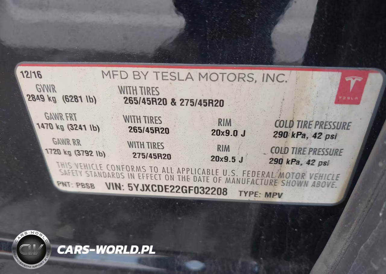 2016 Tesla Model X 60D-70D-75D-90D VIN:5YJXCDE22GF032208 - 9