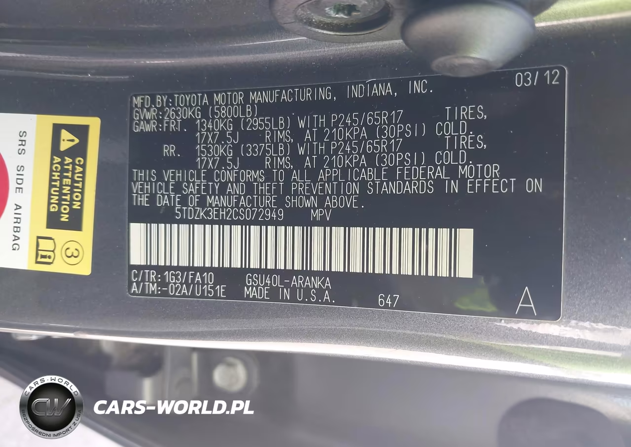 2012 Toyota Highlander Base V6 VIN:5TDZK3EH2CS072949 - 9