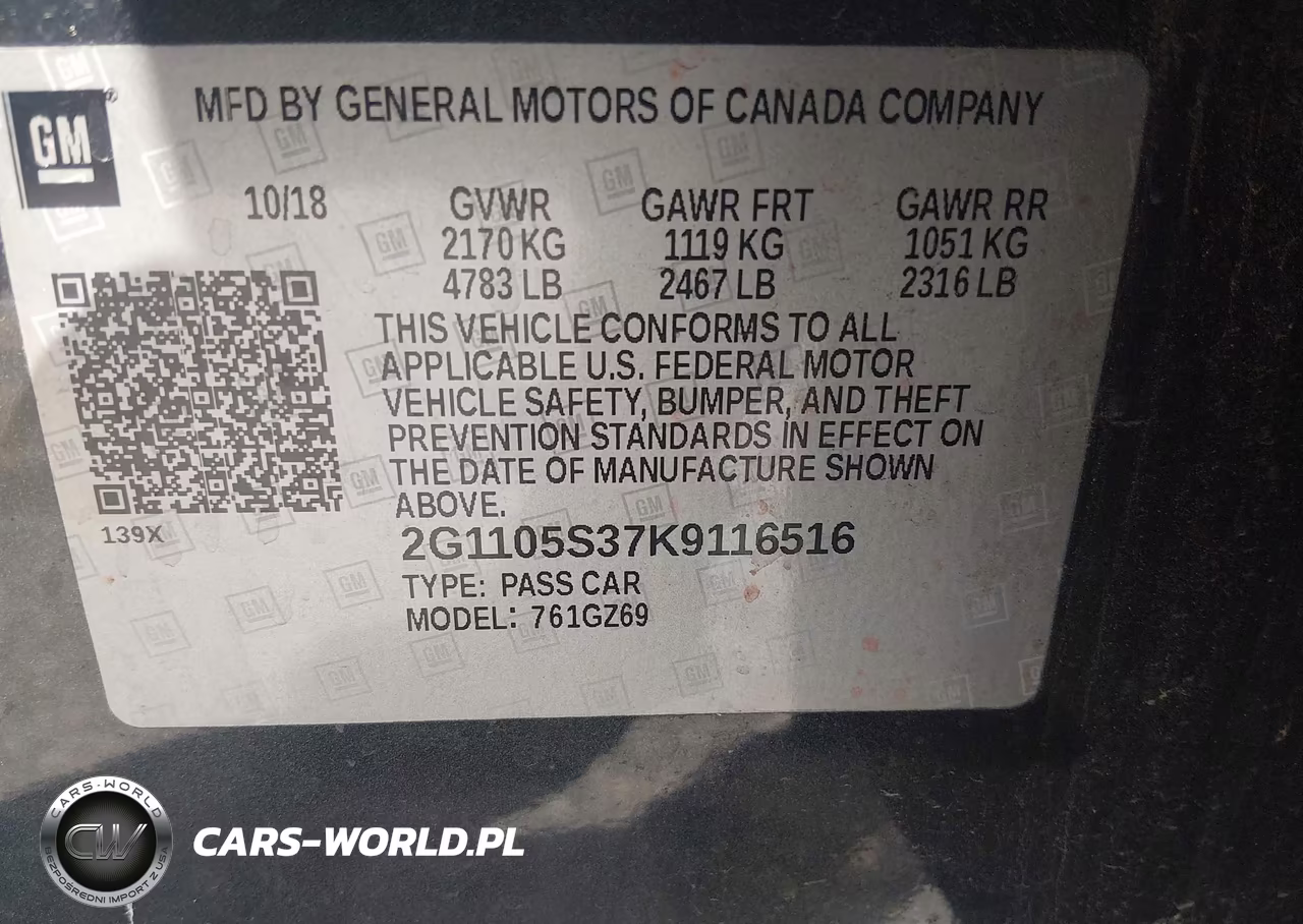 2019 Chevrolet Impala Premier VIN:2G1105S37K9116516 - 9