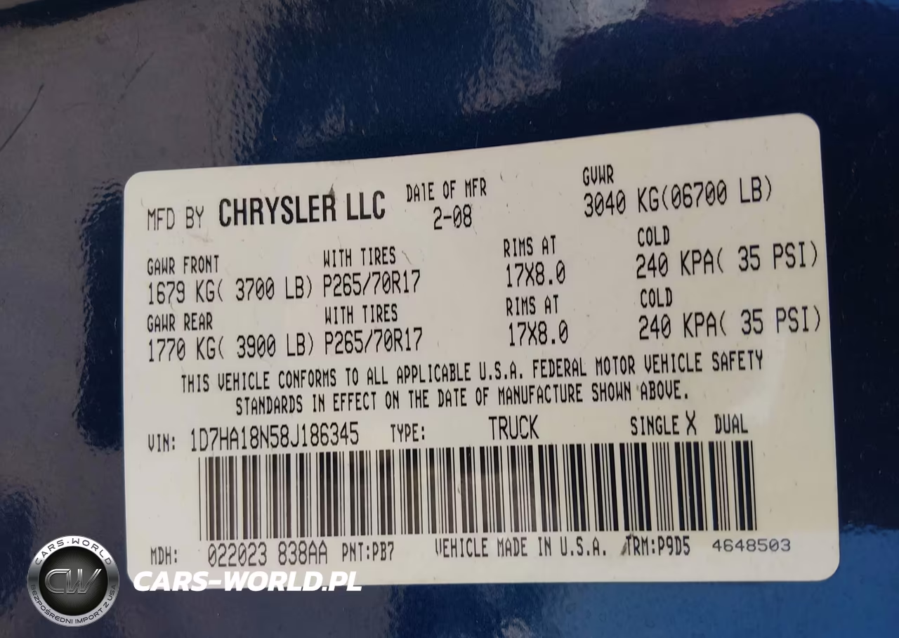 2008 Dodge Ram 1500 St-Sxt VIN:1D7HA18N58J186345 - 9