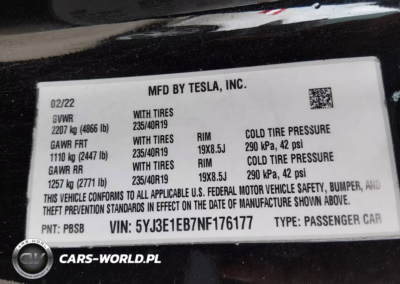 2022 Tesla Model 3 Long Range Dual Motor All-Wheel Drive VIN:5YJ3E1EB7NF176177 - 9