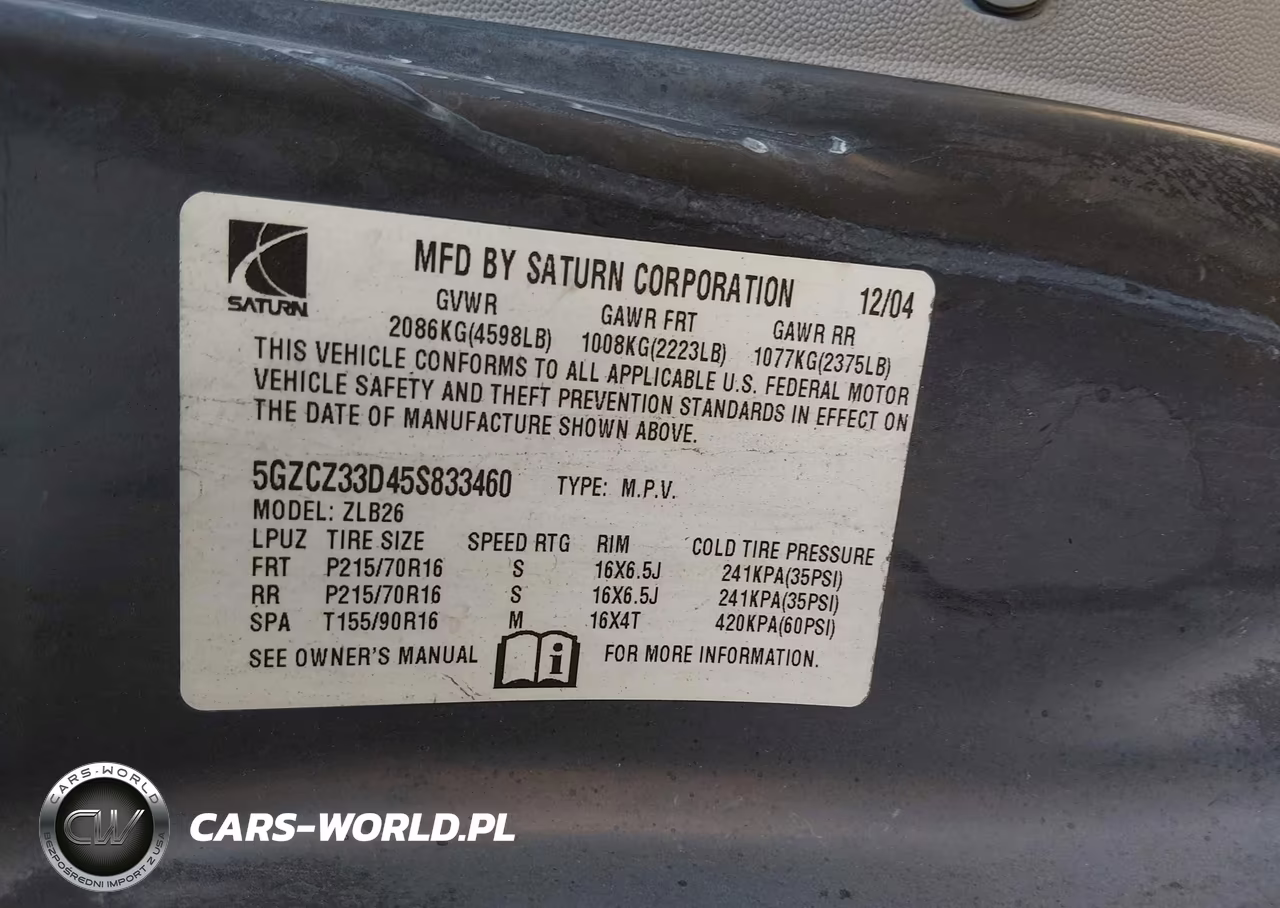 2005 Saturn Vue 4 Cyl VIN:5GZCZ33D45S833460 - 9