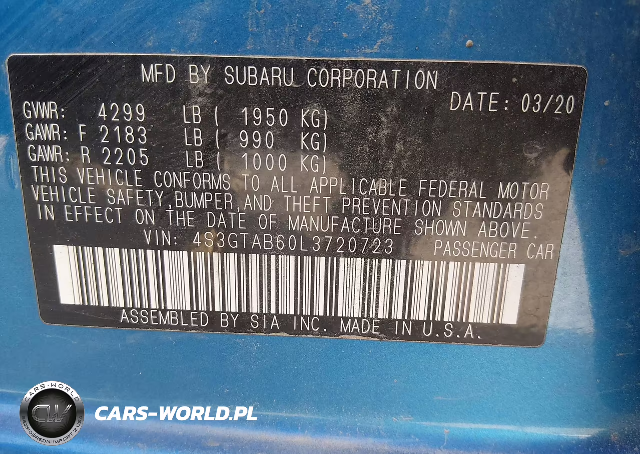 2020 Subaru Impreza 5-Door VIN:4S3GTAB60L3720723 - 9