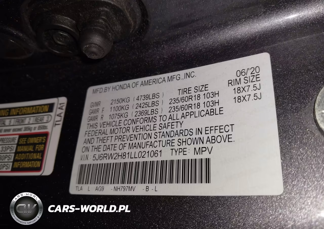 2020 Honda Cr-V Awd Ex-L VIN:5J6RW2H81LL021061 - 9