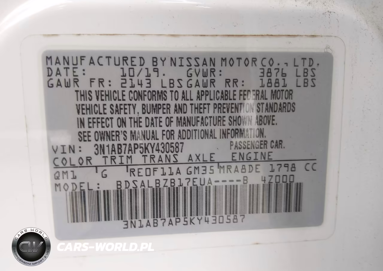 2019 Nissan Sentra S VIN:3N1AB7AP5KY430587 - 9