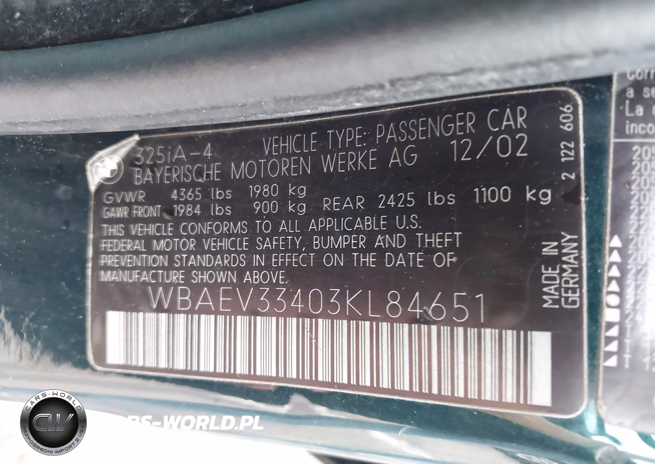2003 BMW 325I VIN:WBAEV33403KL84651 - 9