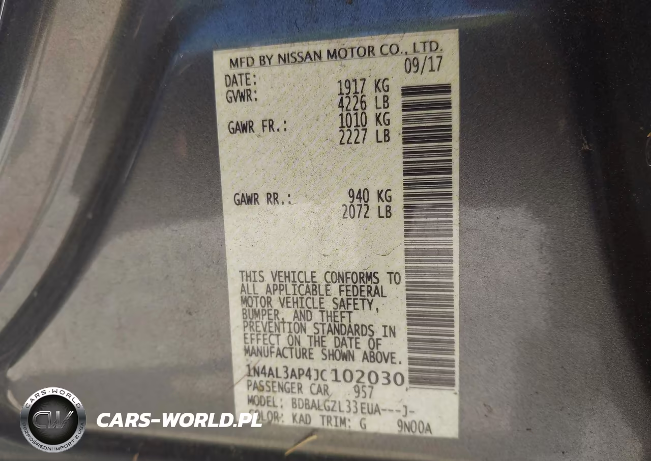 2018 Nissan Altima 2.5 S VIN:1N4AL3AP4JC102030 - 9