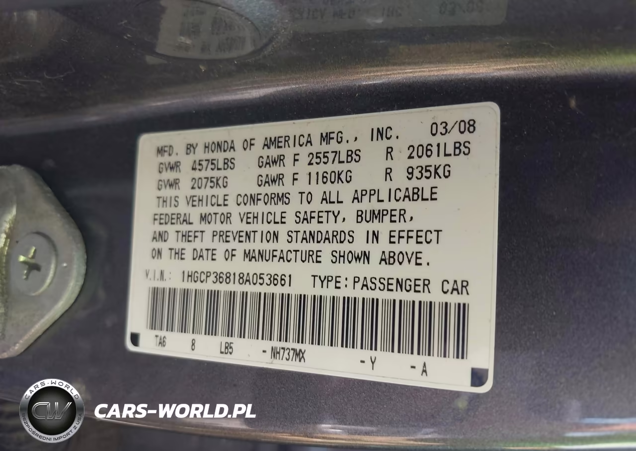 2008 Honda Accord 3.5 Ex-L VIN:1HGCP36818A053661 - 9