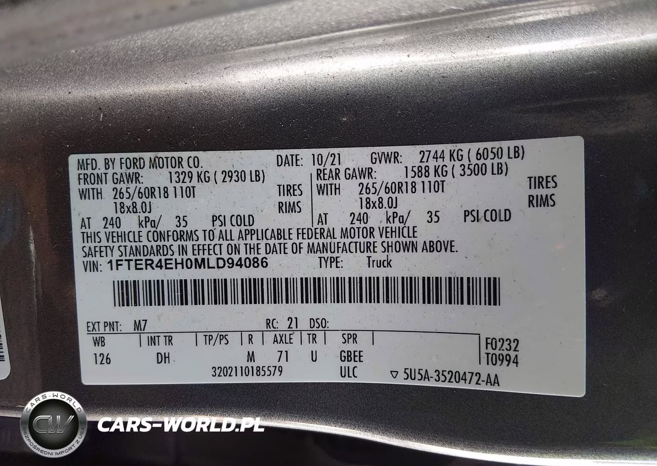 2021 Ford Ranger Lariat VIN:1FTER4EH0MLD94086 - 9
