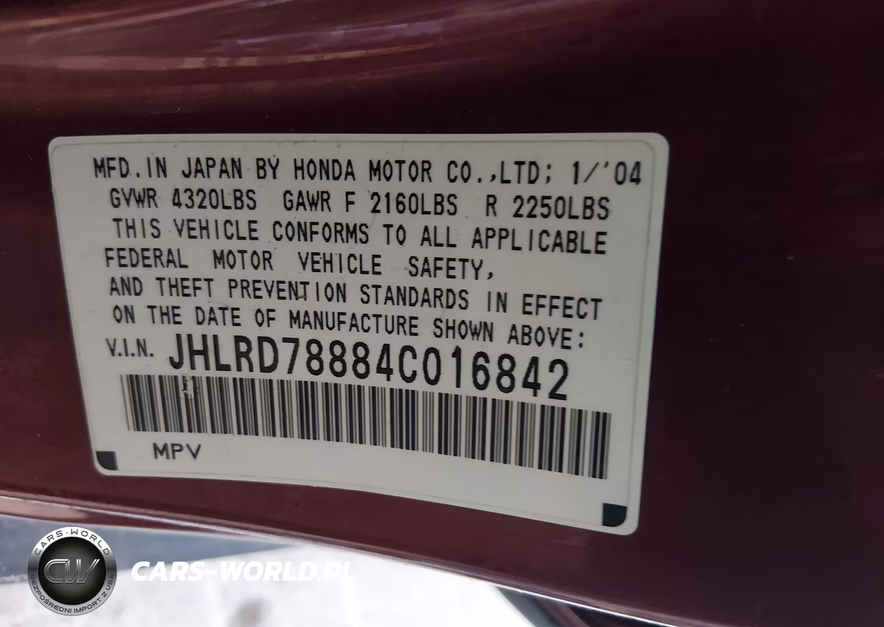 2004 Honda Cr-V Ex VIN:JHLRD78884C016842 - 9