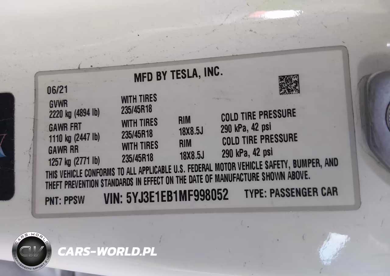 2021 Tesla Model 3 Long Range Dual Motor All-Wheel Drive VIN:5YJ3E1EB1MF998052 - 9
