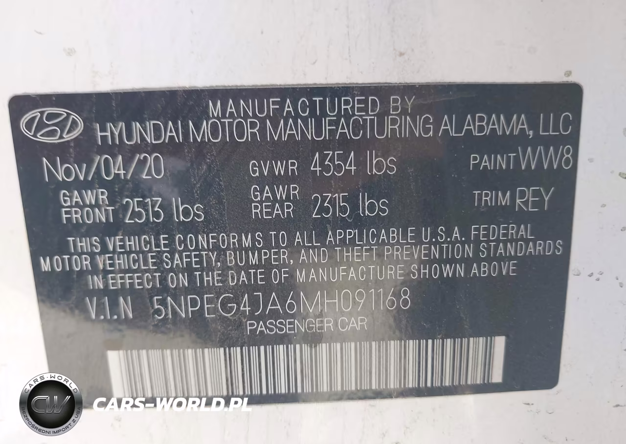 2021 Hyundai Sonata Se VIN:5NPEG4JA6MH091168 - 9