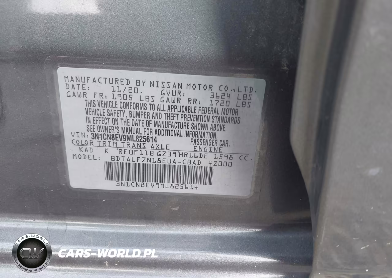 2021 Nissan Versa Sv Xtronic Cvt VIN:3N1CN8EV9ML825614 - 9