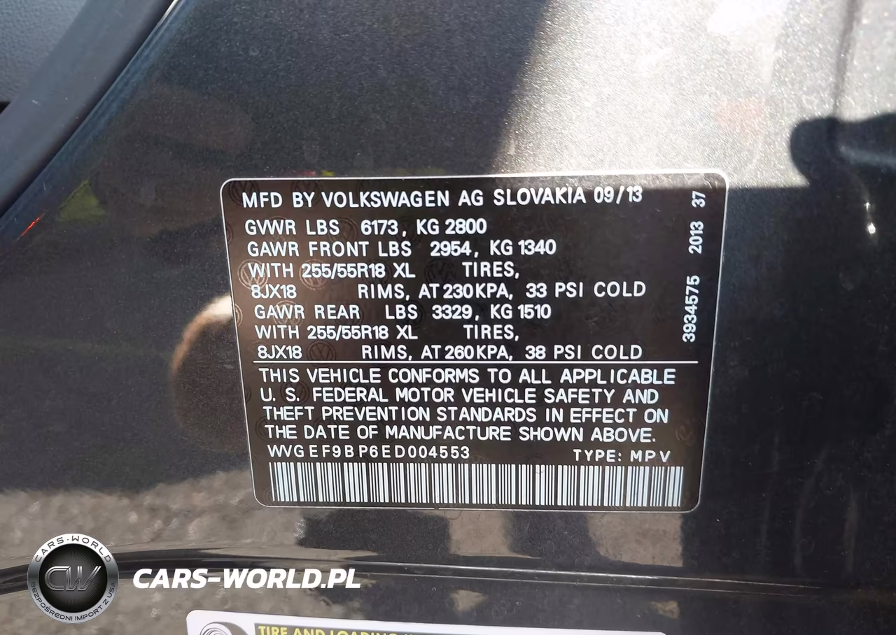 2014 Volkswagen Touareg 3.6L Sport VIN:WVGEF9BP6ED004553 - 9