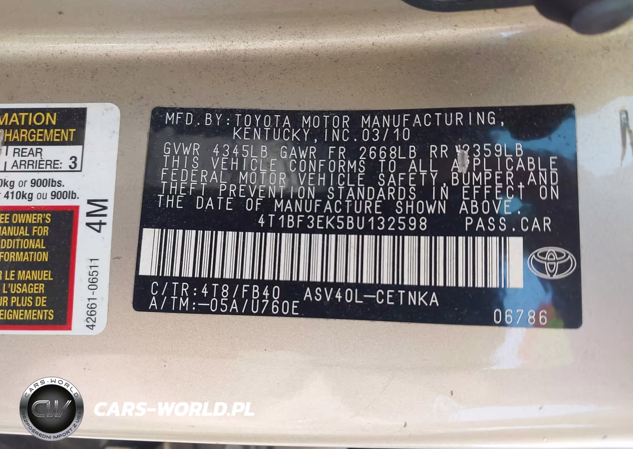 2011 Toyota Camry Le VIN:4T1BF3EK5BU132598 - 9