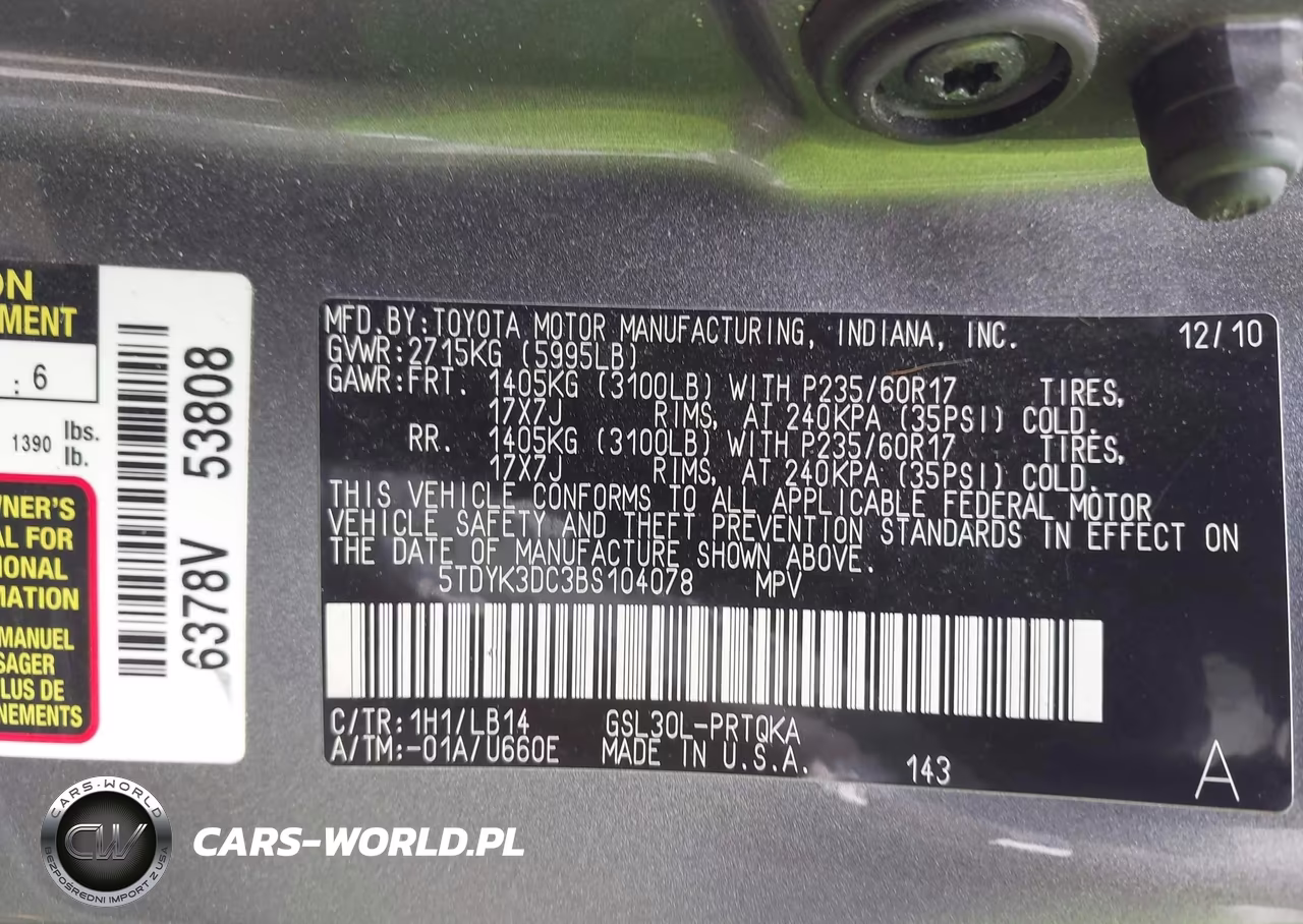 2011 Toyota Sienna Xle V6 VIN:5TDYK3DC3BS104078 - 9