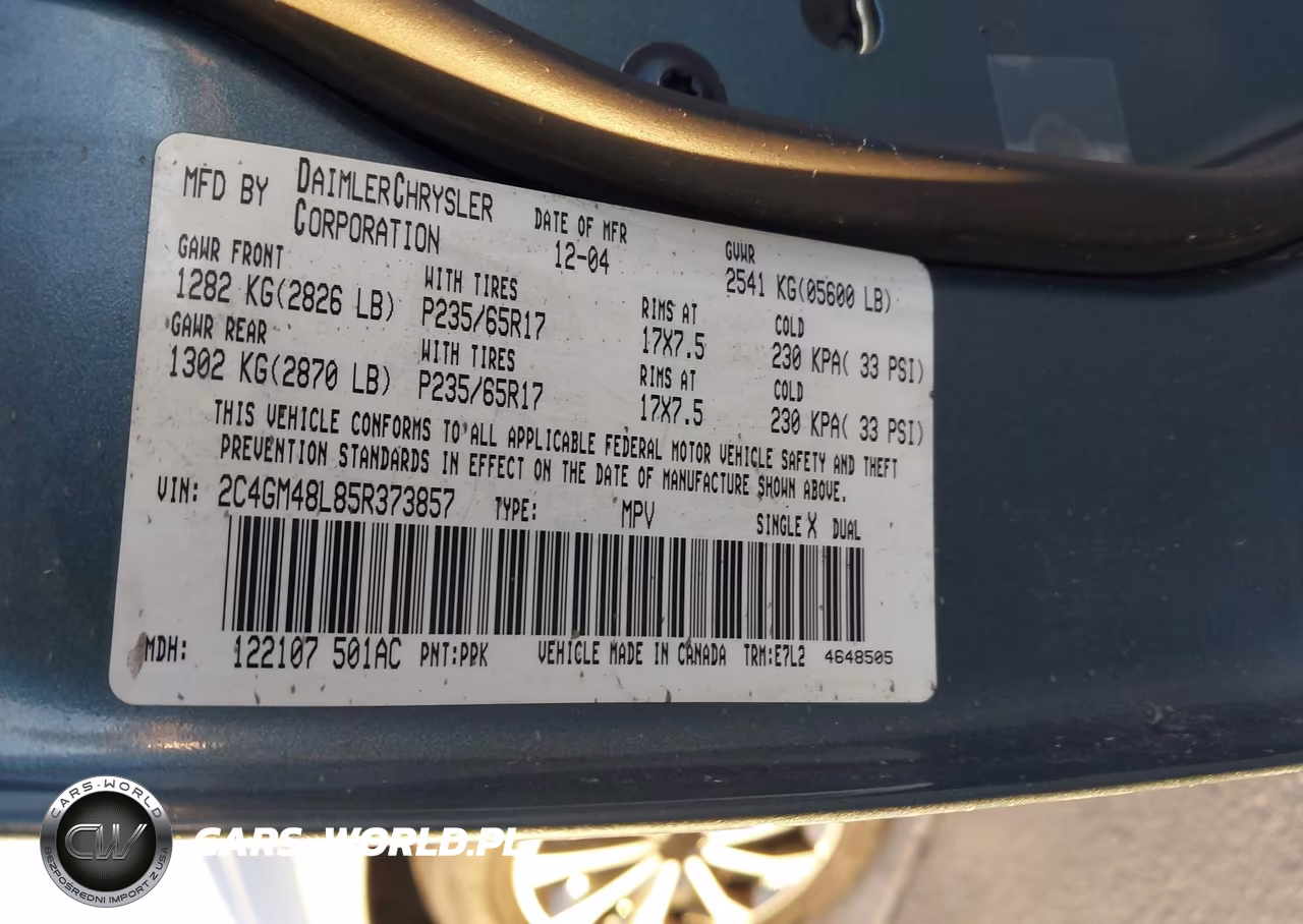 2005 Chrysler Pacifica VIN:2C4GM48L85R373857 - 9