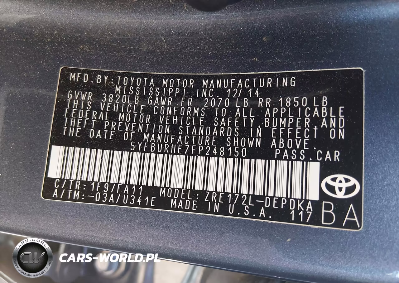 2015 Toyota Corolla L VIN:5YFBURHE7FP248150 - 9