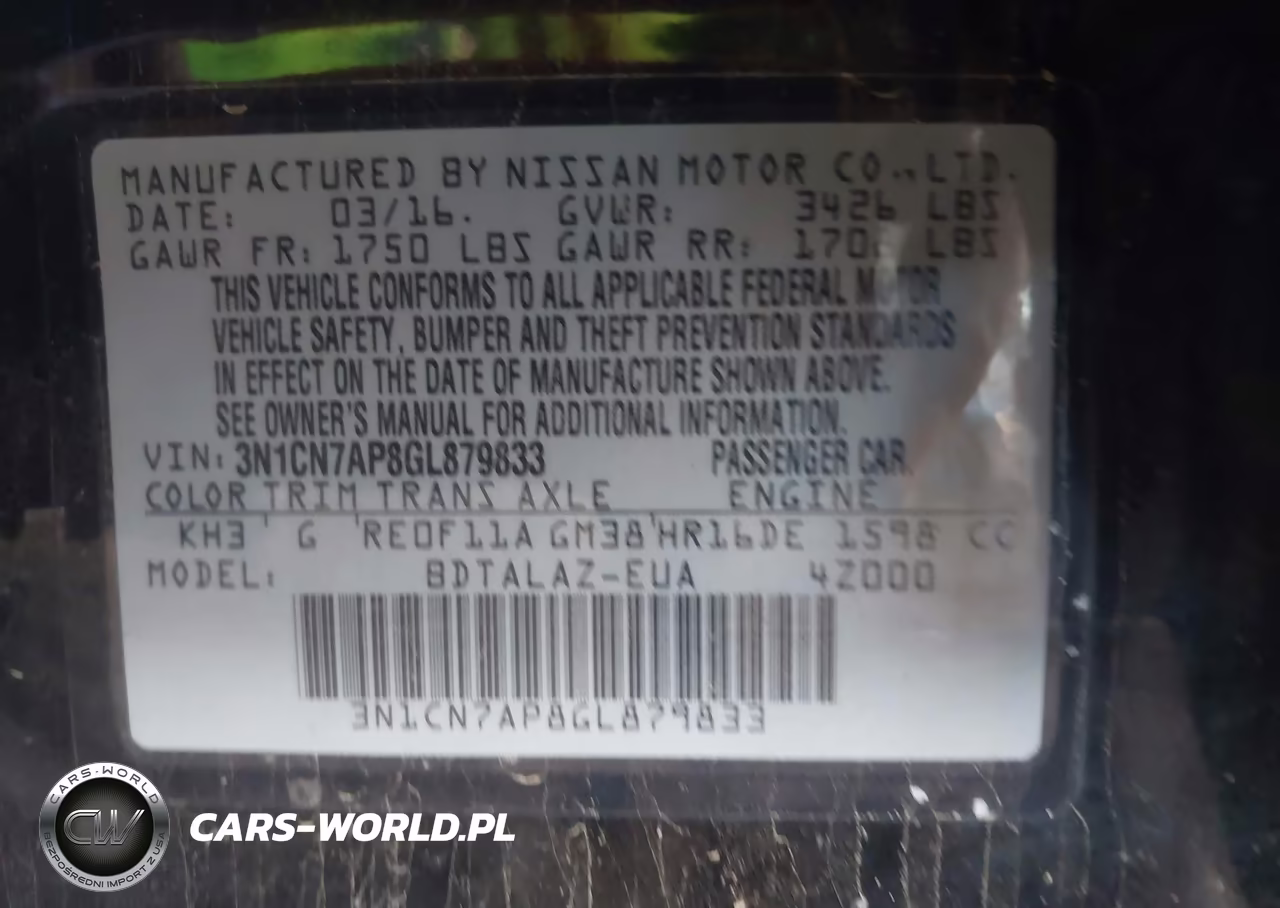 2016 Nissan Versa 1.6 S+ VIN:3N1CN7AP8GL879833 - 9