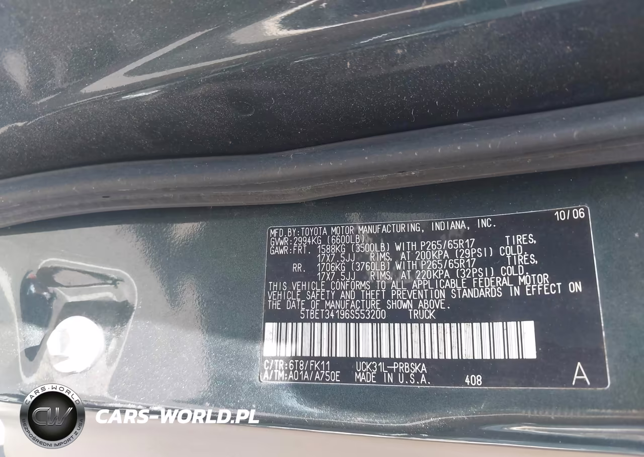 2006 Toyota Tundra Sr5 V8 VIN:5TBET34196S553200 - 9