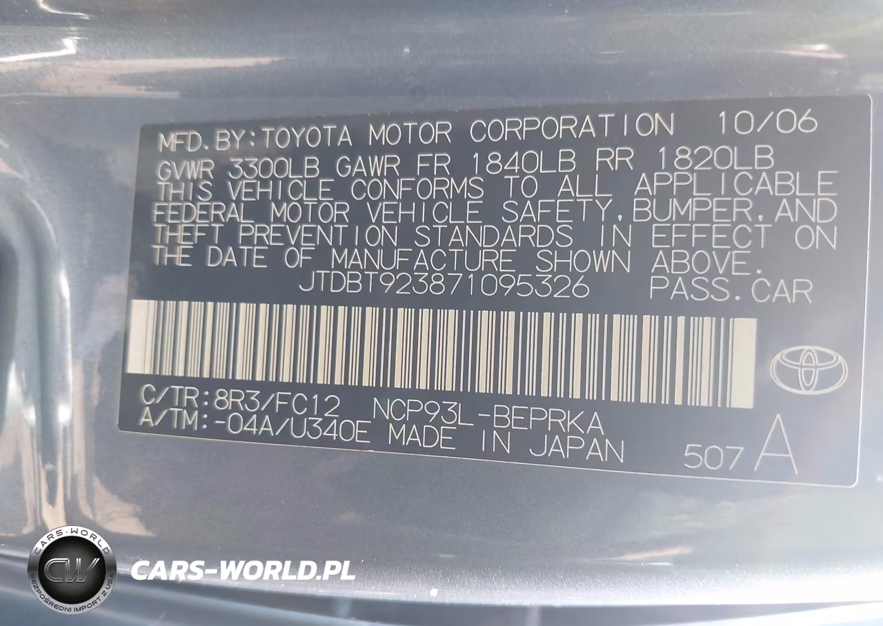 2007 Toyota Yaris VIN:JTDBT923871095326 - 9