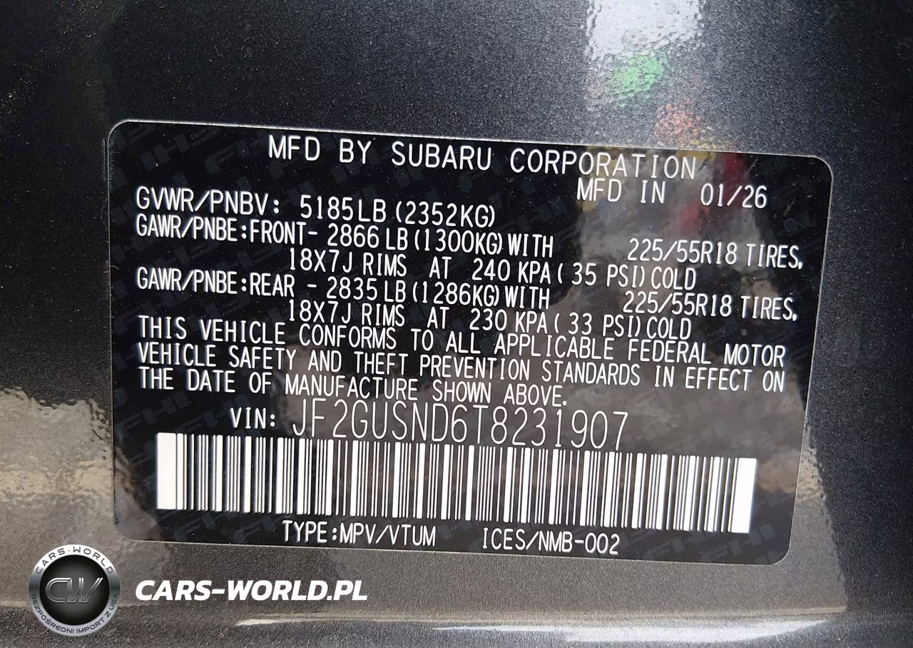 2026 Subaru Crosstrek Limited VIN:JF2GUSND6T8231907 - 9