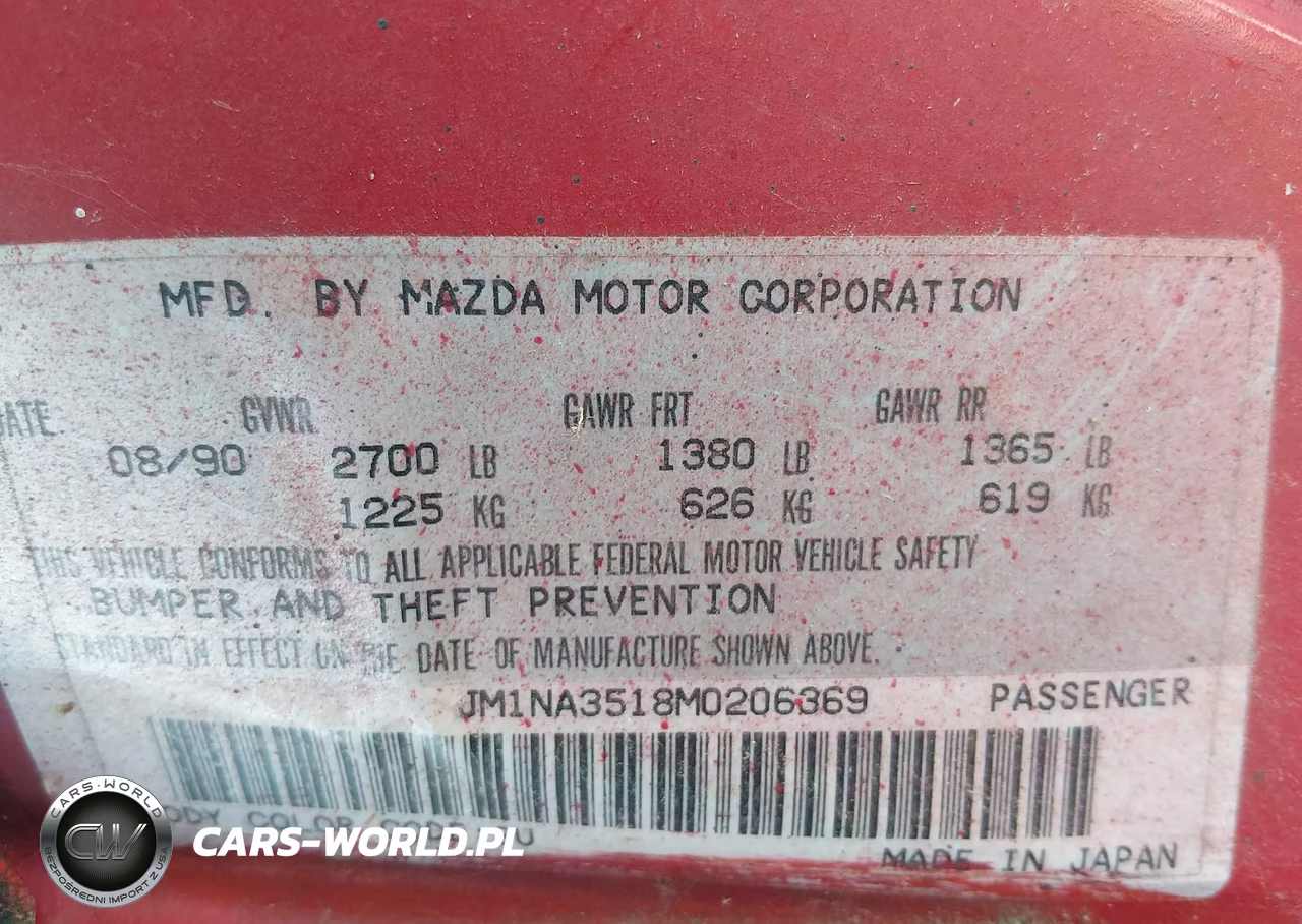 1991 Mazda Mx-5 Miata VIN:JM1NA3518M0206369 - 9